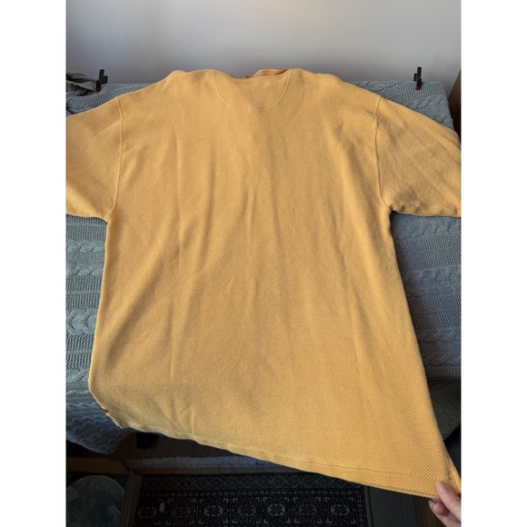 Vintage Tommy Bahama Yellow Textured Silk Blend Short Sleeve Polo Size XL - Picture 4 of 6